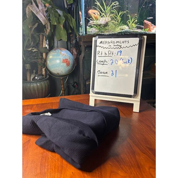 Vintage Jaeger Cardigan Sweater Navy Blue Wool Gold Buttons London Women Small - Picture 8 of 8